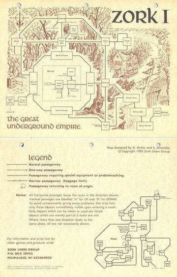 Maps of ZORK I, ZORK II, and ZORK III from the Zork Users Group, 1982 : Zork Users Group : Free ...