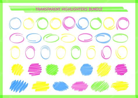 Premium Vector | Transparent highlight pen circle frame set