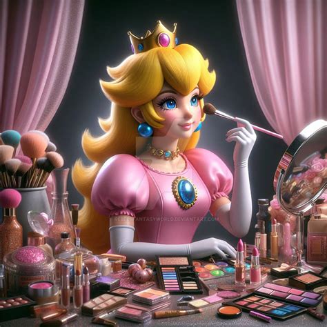 Princess peach does her makeup 3D by RebelsFantasyWorld on DeviantArt