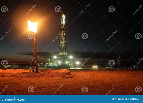 Oil rig at night stock photo. Image of night, drilling - 112267848