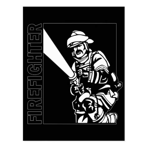 Firefighter in Black and White Postcard | Zazzle