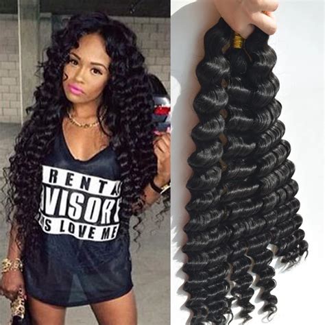 Deep Wave Human Braiding Hair Bulk No Weft Crochet Braids with Curly ...