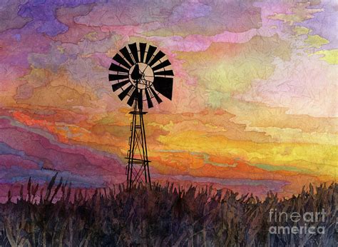 Windmill Sunset 5 Painting by Hailey E Herrera - Pixels