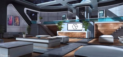 Space Station Lobby Interior, Willem van Lelyveld | Spaceship interior, Futuristic interior ...