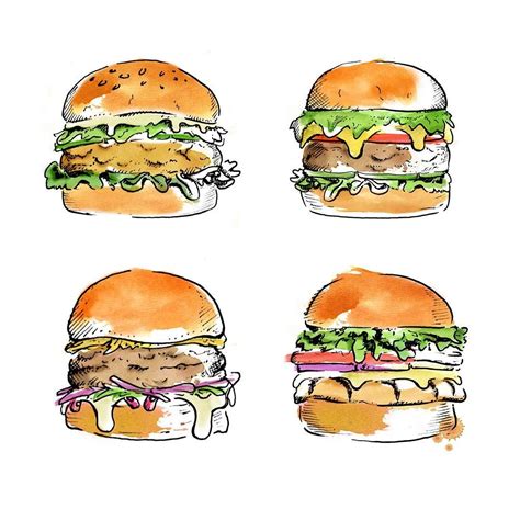 Burgers #burger #food #ibiza #menu #illustration #drawing #art #watercolour #illustrate #draw # ...