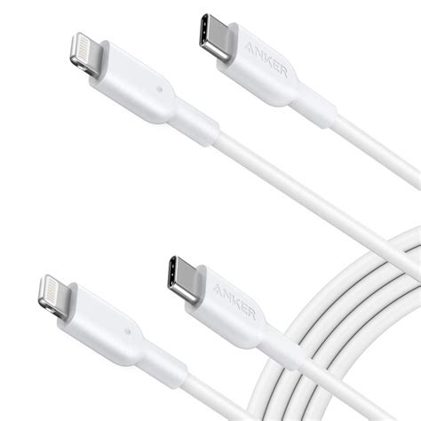 Anker USB C to Lightning Cable [6ft, 2-Pack] Powerline II, Supports Power Delivery (White ...