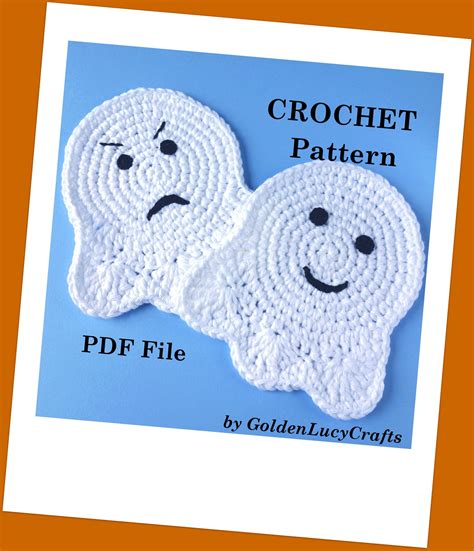 CROCHET Pattern Ghost Coasters Applique Motif Halloween | Etsy