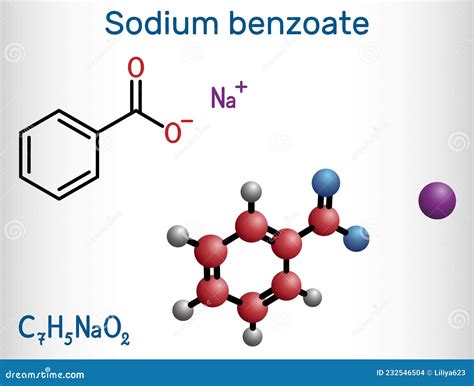 Sodium Benzoate Molecule. It Is Antimicrobial, Antifungal Preservative ...