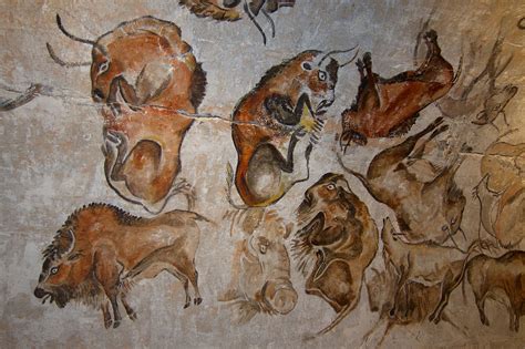 Paleolithic cave paintings of Bison in the Cave of Altamira in ...