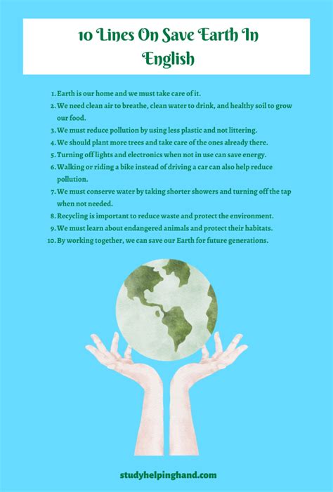 10 Lines On Save Earth In English