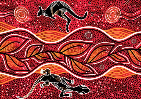 Kangaroo & Lizard Aboriginal Dot Painting – Canvas Wall Art – The ...