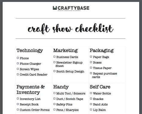 Free Craft Show Checklist (with printable!) | Craftybase