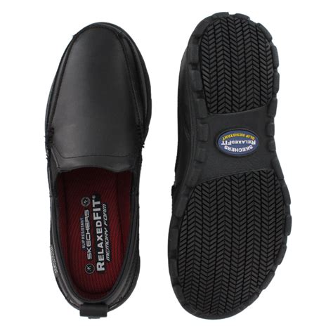 Skechers Mens Work: Relaxed Fit - Hobbes SR Shoes Black Non Slip leather chef | eBay