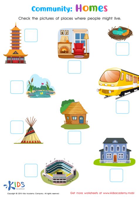 Homes Community Worksheet, Free Printable PDF