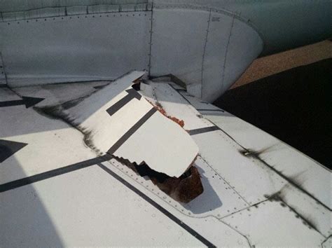 Wing damage (Photo: DGCA) | Photo, Damaged, Aircraft