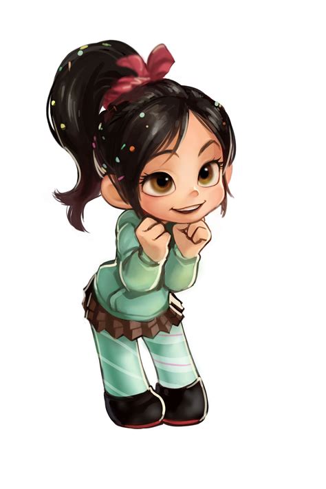 black hair brown eyes disney highres long hair ponytail smile vanellope von schweetz wreck-it ...