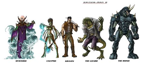 Spider-Man 2 The Movie Game Villains Concept Art Ft. Lizard, Kraven, Calypso By Ian Hosfeld ...