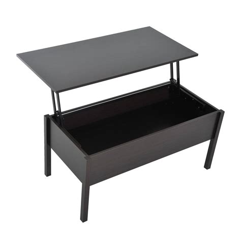 HOMCOM 39” Modern Lift Top Coffee Table Desk with Hidden Storage - Coffee Brown Woodgrain - Cirtcod