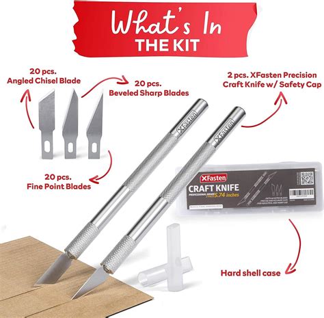 XFasten Exacto Knife Set - 2 Precision Hobby Knives with 60 Blades for Art, Crafts, and Modeling