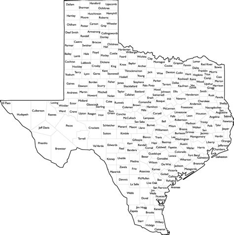 Map of Texas Counties