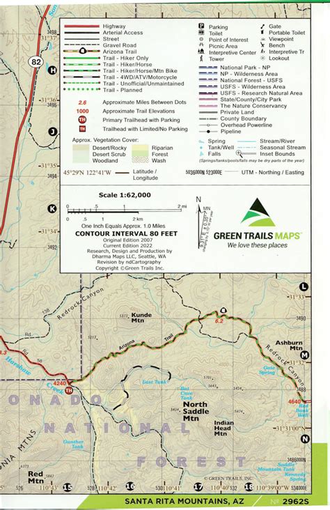 Santa Rita Mountains, Coronado National Forest (Mount Wrightson Wilderness & Madera Canyon) [Map ...