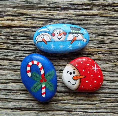 Mini Hand Painted Christmas Rocks Decorative Accent Stone | Etsy | Christmas rock, Rock crafts ...