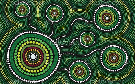 Green Aboriginal Dot Art - Vector - Download Graphics & Vectors