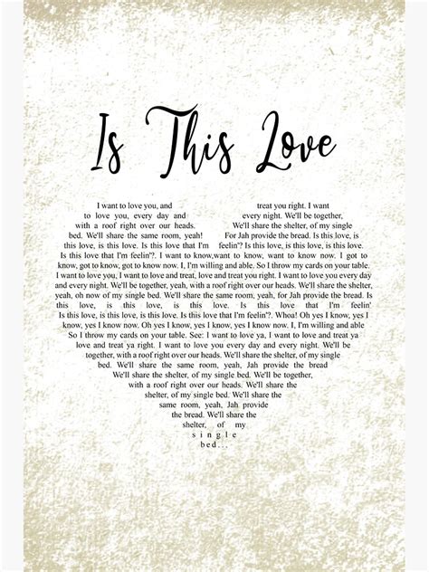 "Is This Love Bob Marley Art - Typography Lyric Poster - Bob Marley ...