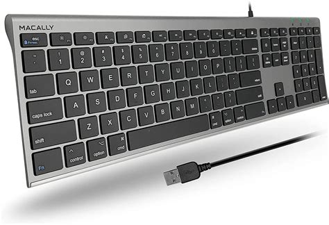 Macally Ultra-Slim USB Wired Computer Keyboard - Works Great as Both a ...