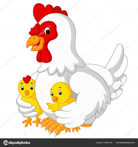 Mother hen with its baby chicks — Stock Vector © hermandesign2015@gmail.com #158073532