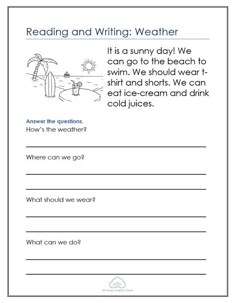 Kindergarten R&W: Weather – Mr Greg’s English Cloud