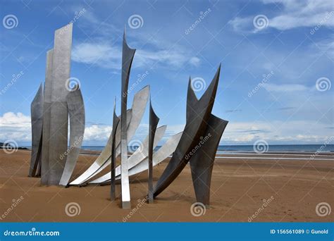 Omaha Beach Memorial Sculpture In Saint-Laurent-sur-Mer Normandy France Editorial Image ...