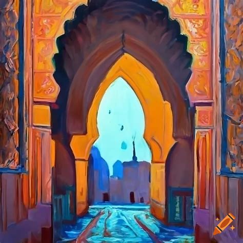 Impressionist painting of a moroccan archway on Craiyon