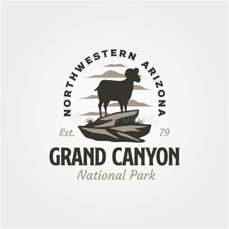 Grand Canyon National Park Logo with Mountain Goat Symbol Illustration ...