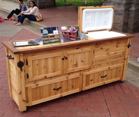 Rustic Cooler Cabinet Outdoor Bar Serving Table by RusticWoodWorX