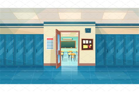 Empty School Corridor | Education Illustrations ~ Creative Market