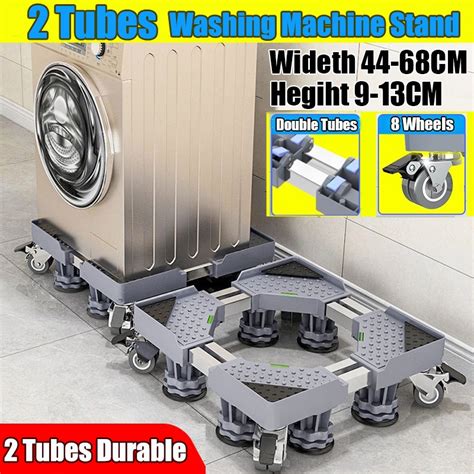 2 Tubes Washing Machine Stand With wheels Adjustable Ref Stand Roller ...