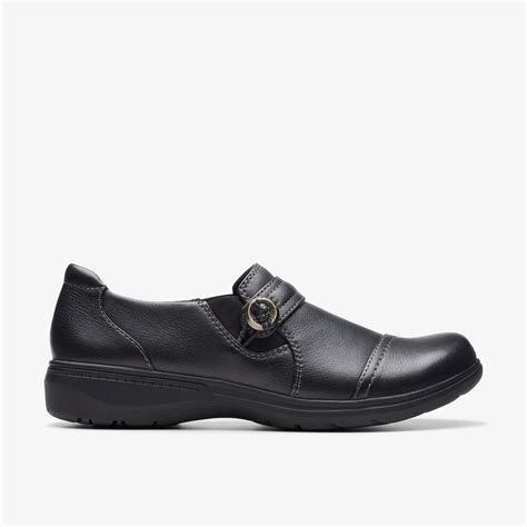 WOMENS Carleigh Pearl Black Leather Slip Ons | Clarks US