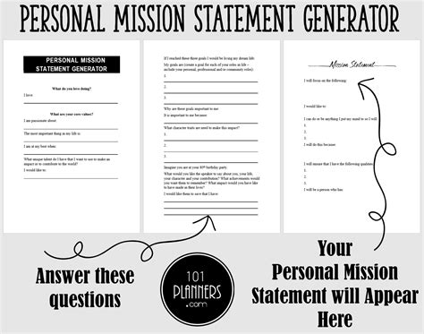 Personal Mission Statement Generator | Instant Download