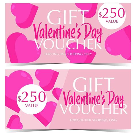 Gift voucher design template for Valentine's Day shopping. Vector ...