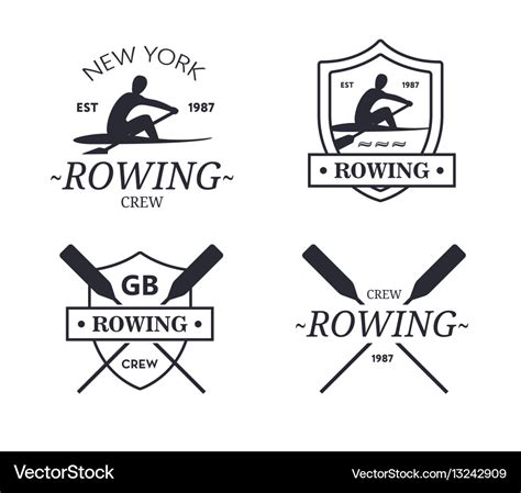 Rowing team logo emblem rowing crew Royalty Free Vector