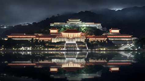 Premium AI Image | Night view of The National Palace Museum