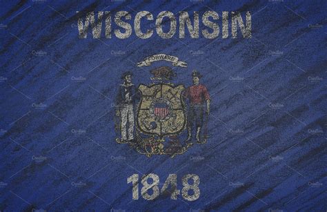 Wisconsin state flag. | Illustrations ~ Creative Market