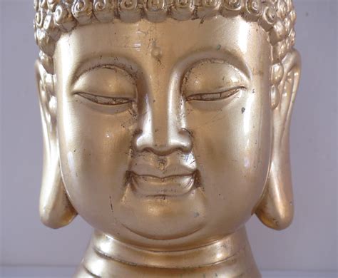 Large Ceramic Buddha Head or Bust with Real Gold Leaf, Asian Origin For ...