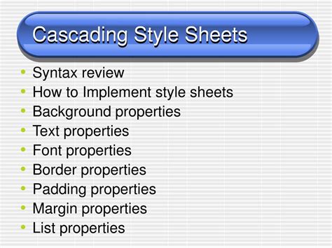 PPT - Cascading Style Sheets PowerPoint Presentation, free download - ID:9209572