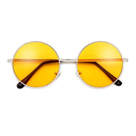 Round 51mm Yellow Tint Boho Sunnies | Metal sunglasses, Retro aviator sunglasses, Colored sunglasses