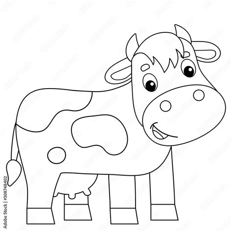 Coloring Page Outline of cartoon cow. Farm animals. Coloring book for kids. Stock Vector | Adobe ...