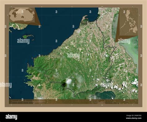 Cavite, province of Philippines. Low resolution satellite map. Corner ...