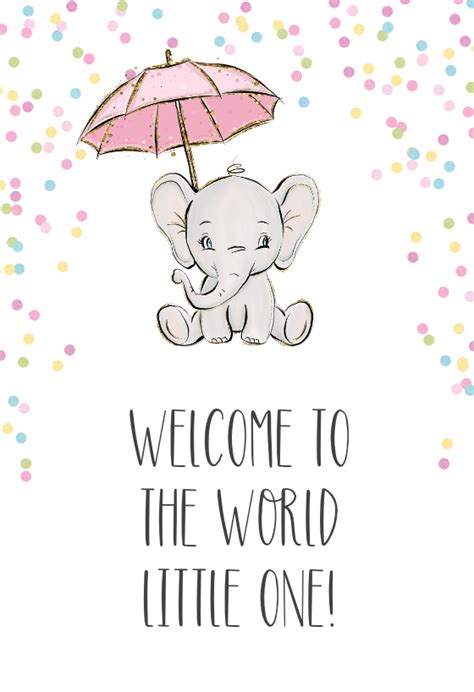 Instant Download Animal Cards Baby Elephant and Stars Congratulations Card Printable Card Baby ...