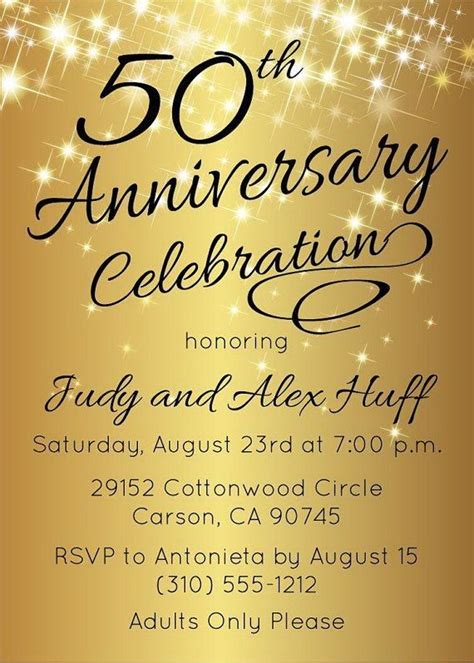 50th Gold Wedding Anniversary Ideas | 50th anniversary invitations, 50th wedding anniversary ...